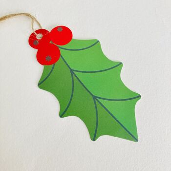 Set Of Eight Christmas Holly Gift Tags, 2 of 4