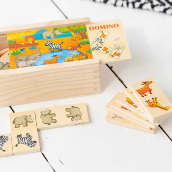 Personalised Safari Wooden Domino Toy Set, 2 of 6