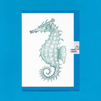 Hand Drawn Seahorse Illustrated Blank Greeting Card, 4 of 10