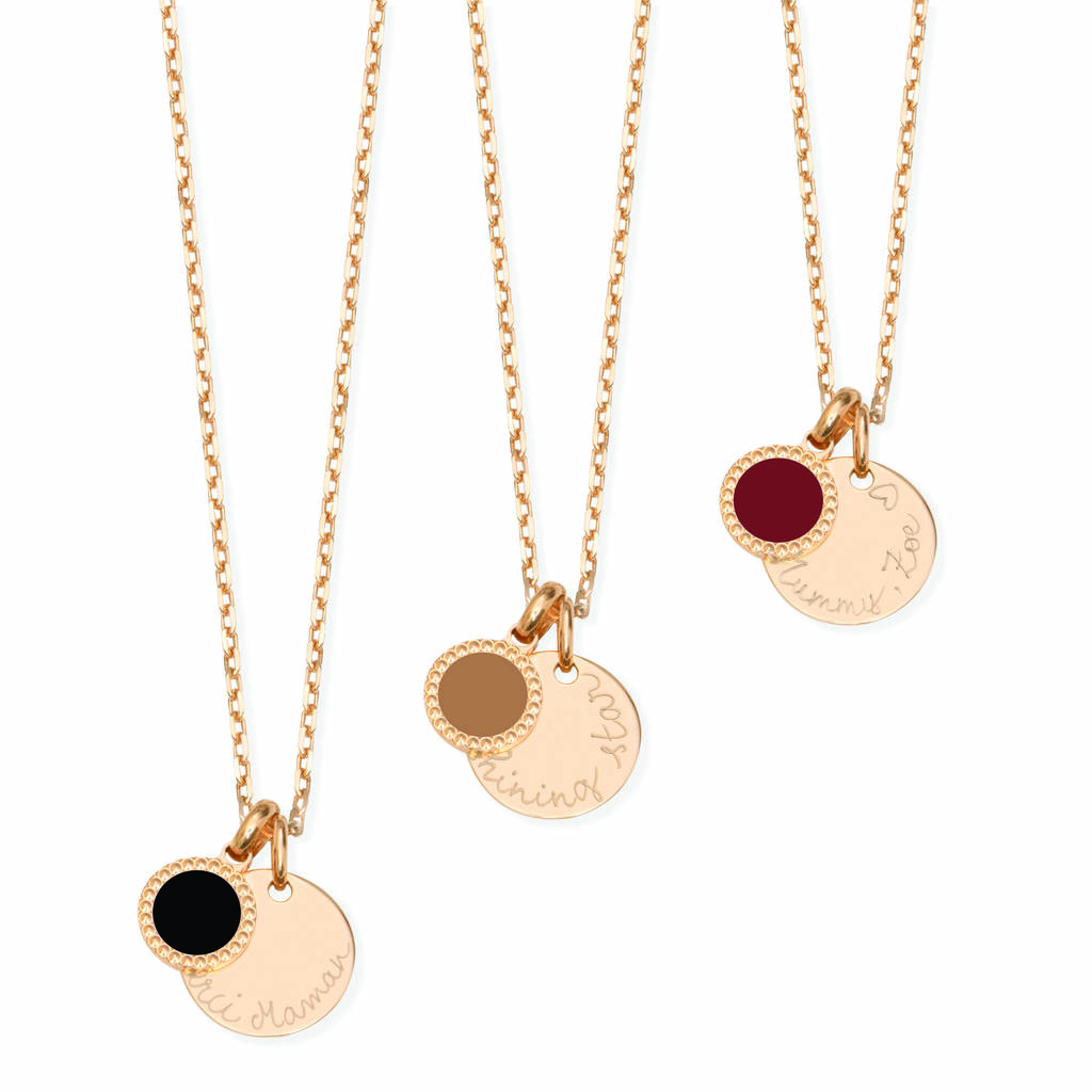 Personalised Enamel Pendant Necklace By Merci Maman