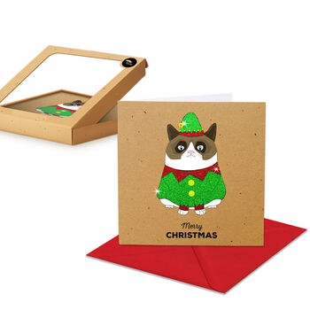 Christmas Grumpy Elf Cat, Pack Of 10 Cards, 2 of 2