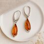 Sterling Silver Baltic Amber Teardrop Earrings, thumbnail 1 of 5