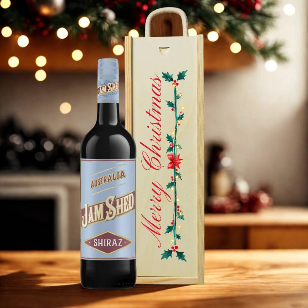Merry Christmas Jam Shed Red Wine Gift Set, 1 of 3