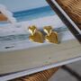 Double Puffed Heart Drop Earrings 18 K Gold Plated, thumbnail 1 of 4