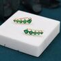 Sterling Silver Emerald Green Cz Crawler Earrings, thumbnail 4 of 12