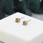 Sterling Silver Natural Raw Yellow Tourmaline Stone Stud Earrings, thumbnail 5 of 12