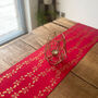 Christmas Holly Table Runner Red Gold Velvet Festive Decoration 3m, thumbnail 1 of 4