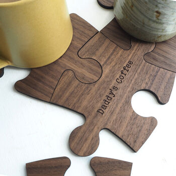 Personalised Walnut Jigsaw Piece Coasters, 5 of 6
