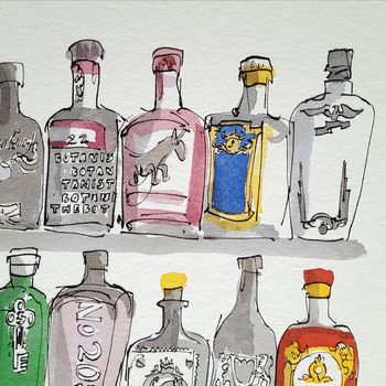 Colourful Gin Bottles Limited Edition Giclee Print, 2 of 7
