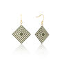 Khaki And Cream Geometric Diamond Shaped Earrings, thumbnail 1 of 6