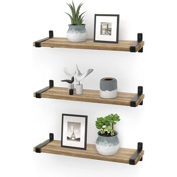 Set Of Three Wooden Wall Mounted Floating Shelves, 4 of 7