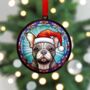 French Bulldog Grey In Santa Hat Suncatcher Decoration, thumbnail 2 of 6