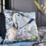 Air, Earth And Water Velvet Elements Cushion With Japanese Crane Birds, thumbnail 1 of 4