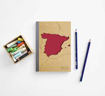 Handcrafted Spain Map Travel Notebook, 3 of 6