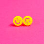 Happy Face Stud Earrings, thumbnail 2 of 2