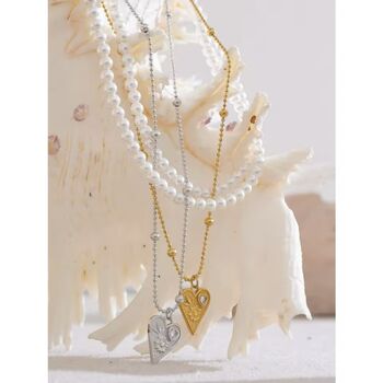 Monaco D’or Gold Pearl Crystal Love Blossom Coin Gift Necklace, 4 of 4