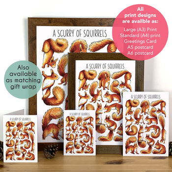 Red Squirrels Watercolour Greeting Card, 3 of 8