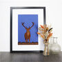 Framed Woodcut Of A Stag Under The Moon, thumbnail 2 of 7