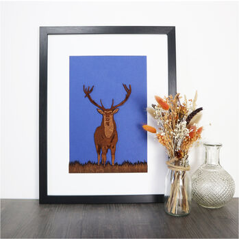 Framed Woodcut Of A Stag Under The Moon, 2 of 7