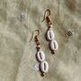 Two Cowrie Dainty Sea Shell Drop Earrings, thumbnail 4 of 6