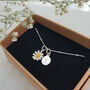 Sterling Silver Personalised Daisy Flower Pendant Two Tone Necklace, thumbnail 1 of 9
