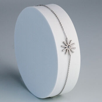 Sterling Silver Sun Burst Charm Bracelet, 4 of 5