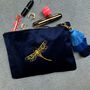 Personalized Dragonfly Initials Velvet Toiletry Bag, thumbnail 3 of 6