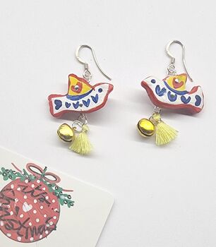 It's Christmas! Love Peace Dove Bird Painted Earrings, 6 of 10