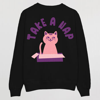 Take A Nap Men's Cat Slogan Sweatshirt, 6 of 6