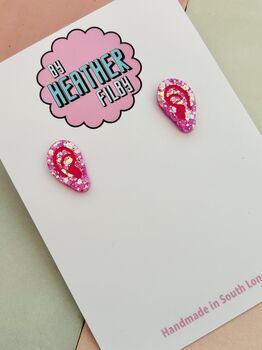 Ear Statement Stud Glitter Earrings / Gift For Her / Bold Sparkly Jewellery, 4 of 5