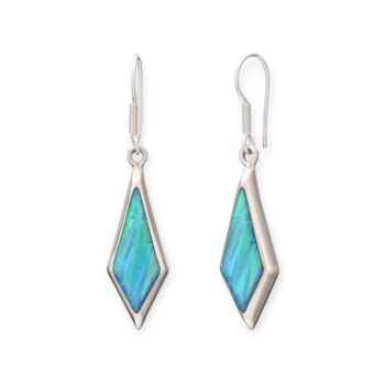 Blue Opal Diamond Drop Earrings In Sterling Silver, 2 of 6