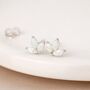 Sterling Silver White Opal Lotus Stud Earrings – 8mm, thumbnail 1 of 7