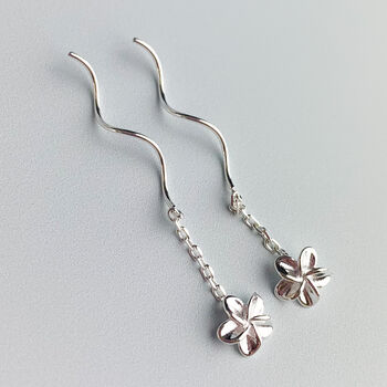 Sterling Silver Flower Spiral Threader Earrings, 3 of 6