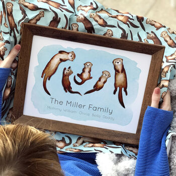 Personalised Family Portrait Otters Print, 2 of 9