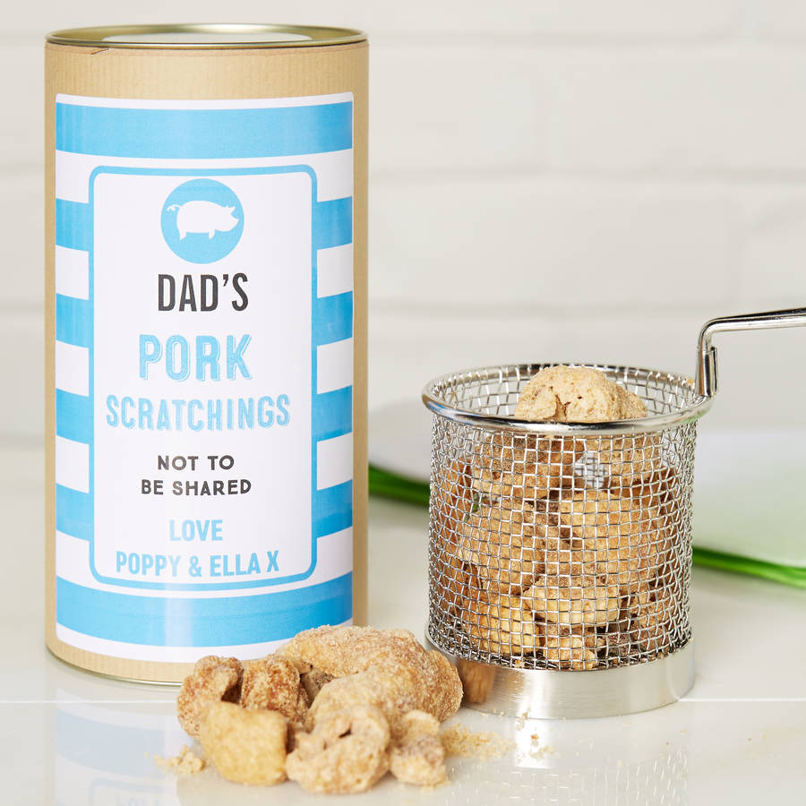 Pork Scratchings In Personalised Gift Tin By coconutgrass