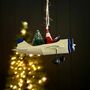 Santa Flying A Plane Hanging Christmas Decoration, thumbnail 2 of 3