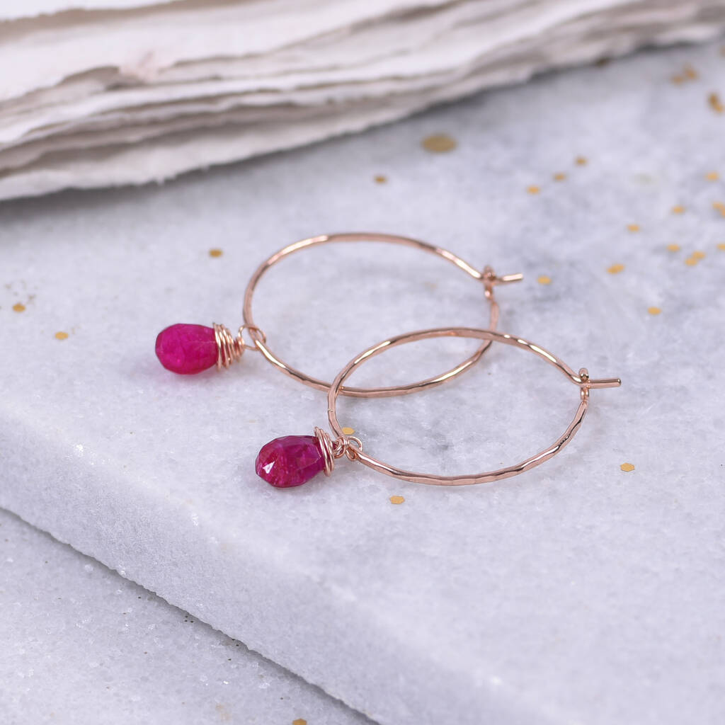 Ruby Hoop Earrings By Samphire Jewellery | notonthehighstreet.com