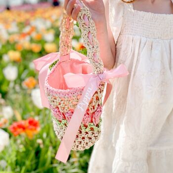 Girls Personalised Tulip Straw Bag, 5 of 5