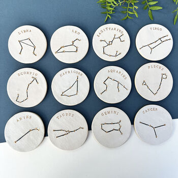 White Zodiac Constellation Star Sign Coasters, 2 of 8