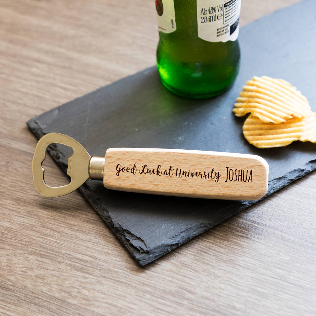 Personalised Good Luck At University Bottle Opener Gift By Mirrorin
