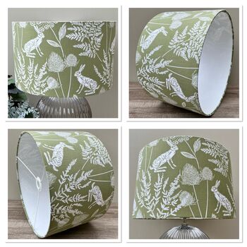 Kielder Hare Sage Green Wildlife Drum Lampshade, 10 of 10