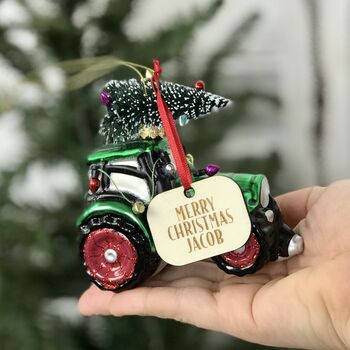 Personalised Tractor With Tree Bauble, 2 of 3