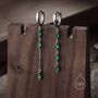 Asymmetric Emerald Green Cz Dangle Huggie Hoop Earrings, thumbnail 1 of 11
