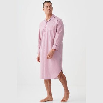 Men's 'St James Red' Pinstripe Crisp Cotton Nightshirt, 3 of 4