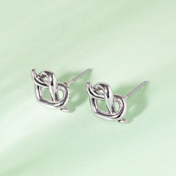 Heart Pretzel Gold Or Silver Plated Stud Earrings, 2 of 6