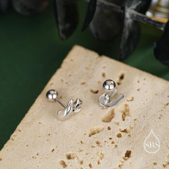 Mismatched Dinosaur Fossil Screw Back Earrings In Sterling Silver, 5 of 11