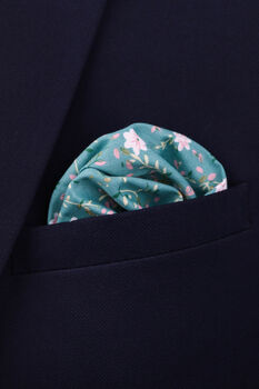 Wedding Handmade 100% Cotton Floral Print Tie In Teal, 6 of 6