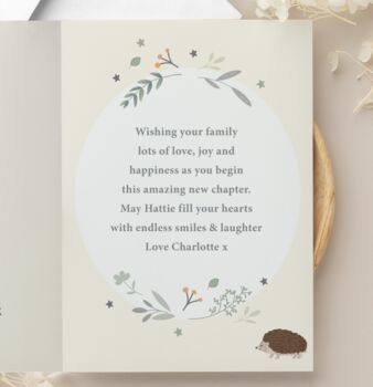 Personalised Woodland Animals New Baby Card, 2 of 4