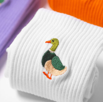 Duck Socks Embroidered Unisex Crew Socks, 2 of 7