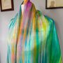 100% Mulberry Silk Scarf, Light Green And Rainbow, thumbnail 2 of 9